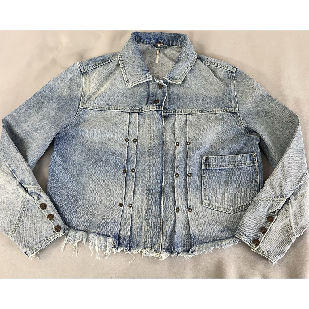 Free People Women's Dillon Denim Jacket‎ Jasmine Wash Blue Size Small - Picture 7 of 16